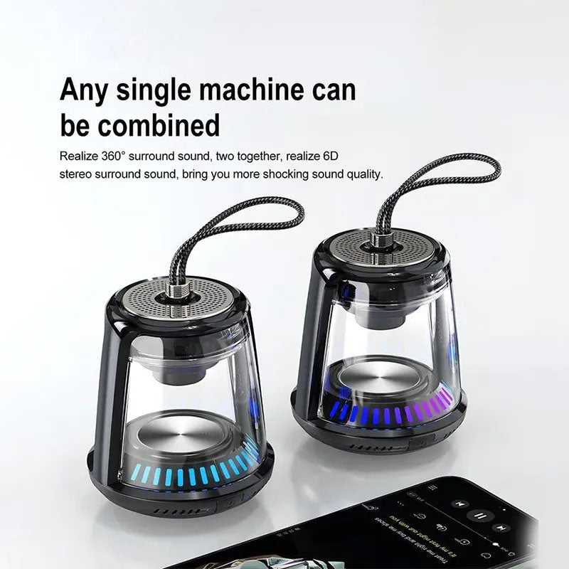 G-OUSSVE Portable Wireless Speaker, USB Rechargeable Bluetooth-compatible Speaker with RGB Dimmable Light, Outdoor Waterproof Speaker for Home Party Outdoor Beach