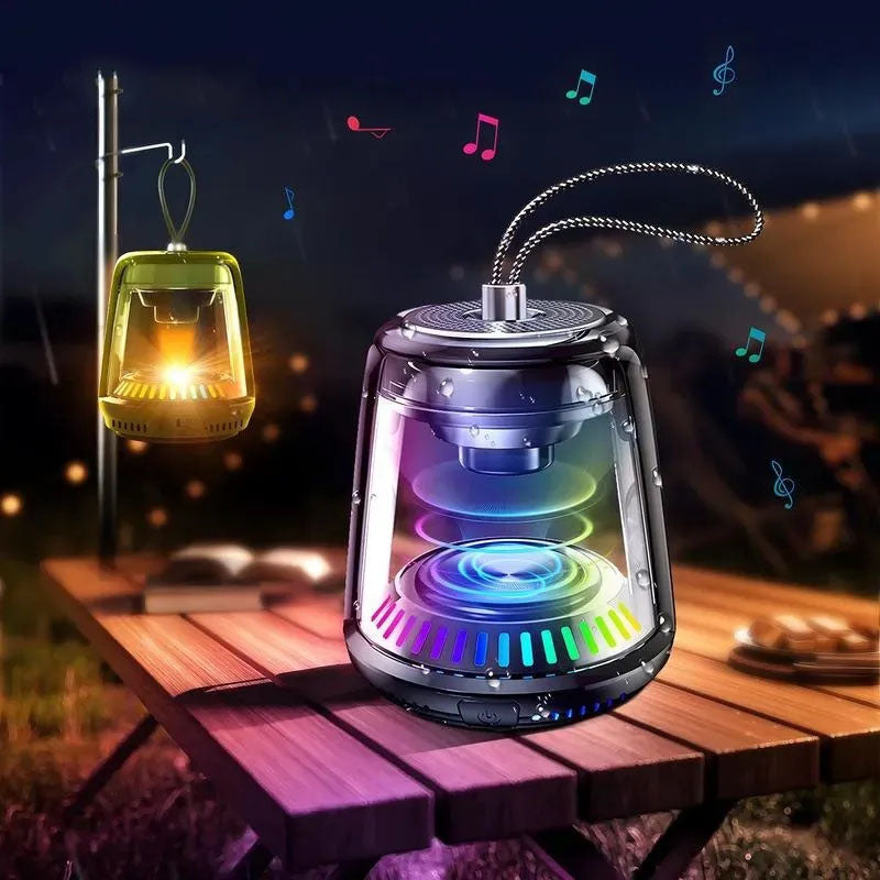 G-OUSSVE Portable Wireless Speaker, USB Rechargeable Bluetooth-compatible Speaker with RGB Dimmable Light, Outdoor Waterproof Speaker for Home Party Outdoor Beach