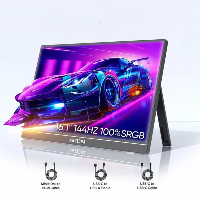 16.1'' 100% sRGB 144Hz&60Hz Portable Gaming Monitor 1080P FHD Kickstand Portable Monitor External Second Screen for Laptop,PC,PS5,Xbox,Switch