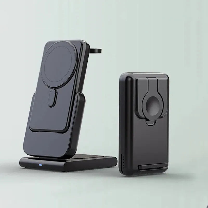 GIVBRO 3-in-1 Wireless Charger for Apple Devices: Compatible with iPhone and Apple Watch, Portable Power Bank, Apple Watch Stand, Magnetic MagSafe Fast Charging.