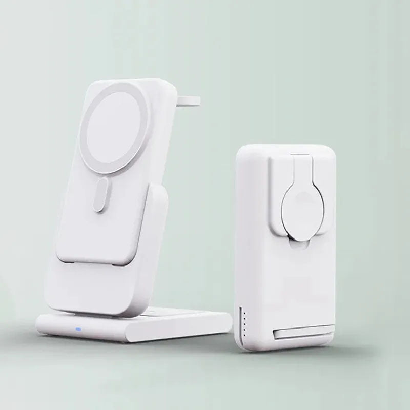 GIVBRO 3-in-1 Wireless Charger for Apple Devices: Compatible with iPhone and Apple Watch, Portable Power Bank, Apple Watch Stand, Magnetic MagSafe Fast Charging.