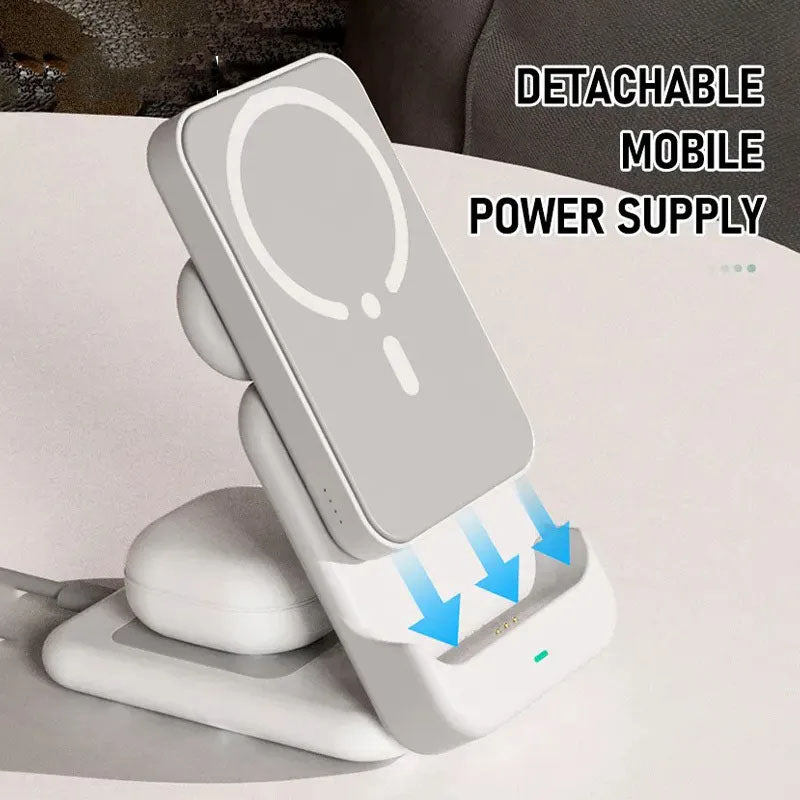 GIVBRO 3-in-1 Wireless Charger for Apple Devices: Compatible with iPhone and Apple Watch, Portable Power Bank, Apple Watch Stand, Magnetic MagSafe Fast Charging.