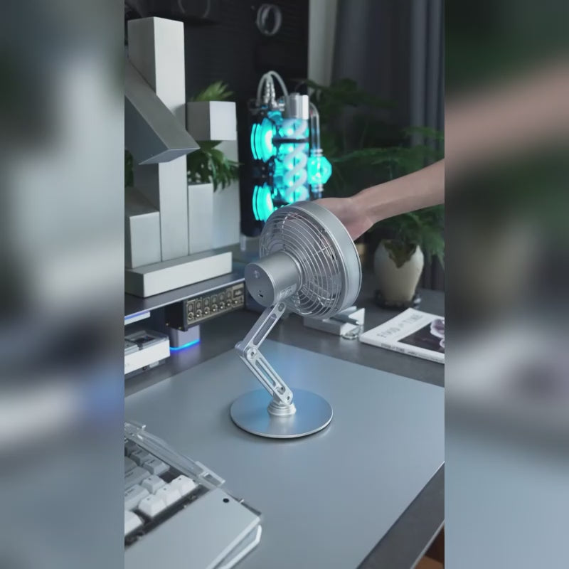 Mros Desktop Metal Small Fan Charging Office Retro Desktop Rotating Folding Electric Fan Desktop