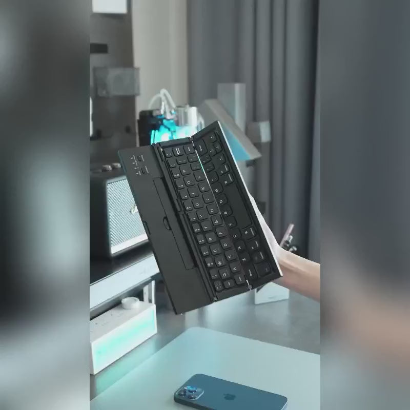 G-OUSSVE Wireless Tri-System Bluetooth Foldable Keyboard for Phones and Tablets, Mini Wireless Keyboard