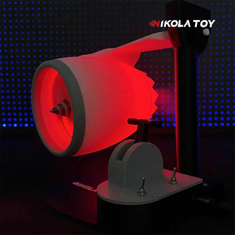 Ingeniously handmade desktop turbofan with creative JETFAN fan, equipped with humidifying spray red light tail flame