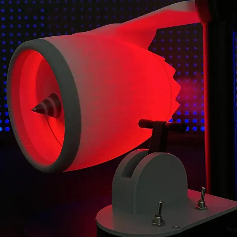 Ingeniously handmade desktop turbofan with creative JETFAN fan, equipped with humidifying spray red light tail flame