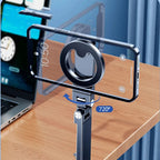 G-OUSSVE Aluminum Alloy Magnetic Phone Stand: MagSafe-Compatible, Portable and Foldable 360-Degree Rotating Clip for Travel, Perfect for High-Speed Rail, Airplanes, Seat Backs, and Luggage Handles. The Ultimate On-the-Go Accessory