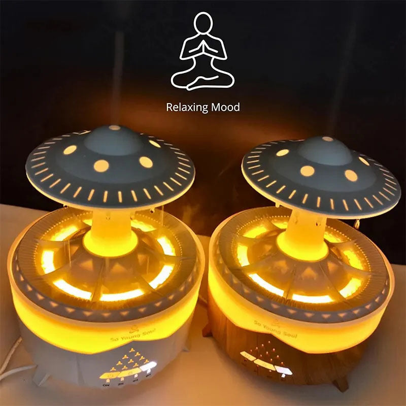 G-OUSSVE Cloud Rain Humidifiers Essential Oil Diffuser with 7 Colors nightlights Aromatherapy Diffuser Desk Fountain for Relaxing Mood Waterdrop Sound Rain Drop Diffuser Rain Sound Lamp 350 ml