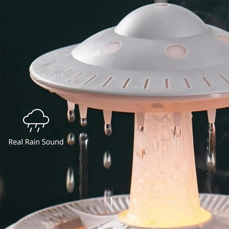 G-OUSSVE Cloud Rain Humidifiers Essential Oil Diffuser with 7 Colors nightlights Aromatherapy Diffuser Desk Fountain for Relaxing Mood Waterdrop Sound Rain Drop Diffuser Rain Sound Lamp 350 ml