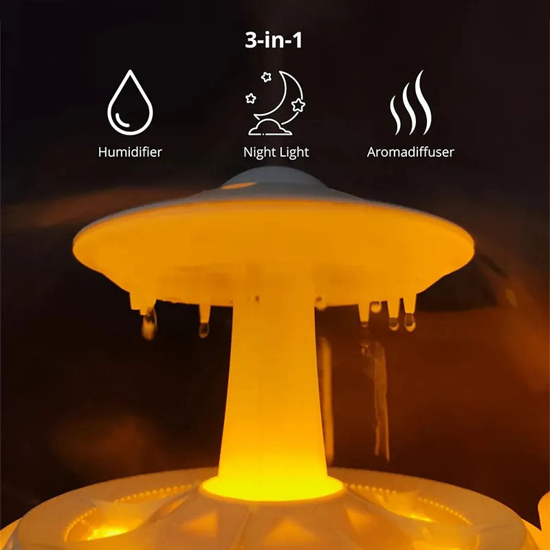 G-OUSSVE Cloud Rain Humidifiers Essential Oil Diffuser with 7 Colors nightlights Aromatherapy Diffuser Desk Fountain for Relaxing Mood Waterdrop Sound Rain Drop Diffuser Rain Sound Lamp 350 ml