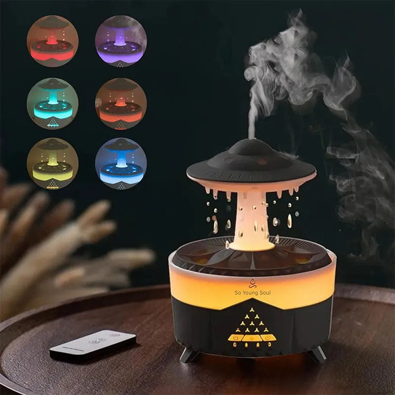 G-OUSSVE Cloud Rain Humidifiers Essential Oil Diffuser with 7 Colors nightlights Aromatherapy Diffuser Desk Fountain for Relaxing Mood Waterdrop Sound Rain Drop Diffuser Rain Sound Lamp 350 ml