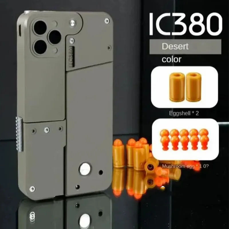 G-OUSSVE Folding soft bullet gun for iPhone that can fire spray shells and simulate a pistol toy for children and boys
