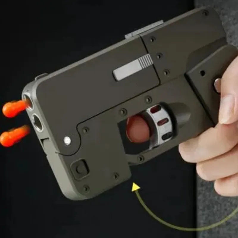 G-OUSSVE Folding soft bullet gun for iPhone that can fire spray shells and simulate a pistol toy for children and boys