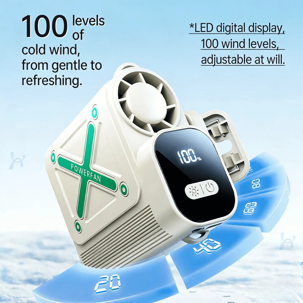 G-OUSSVE Car Clip On Fan with LED Display 360° Rotation 199 Speeds Adjustable USB Rechargeable for Car Umbrella Bicycle Travel Camping Outdoor Strong Wind Small Desk Fan