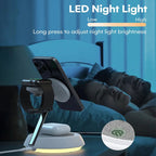 G-OUSSVE 3 in 1 Wireless Charging Station, Wireless Charger Stand with Night Light, Fast Charging for iPhone 15 Pro 14 13 12 Max/Mini/Plus, for Apple Watch & AirPods &Earbuds,Portable Wireless Charger for Apple Series,Cellphone & Smartphpne Charger