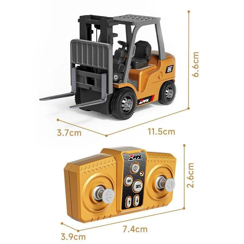 GIVBRO 1/64 RC Crane Truck work Toy - 6 Channel 2 Mode Mini Remote Control Construction Vehicle, Rechargeable, 2-in-1 Lift & Grab Arm for Kids & Adults Party Play