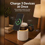 G-OUSSVE 3-in-1 Magnetic Wireless Charging Speaker, Bluetooth Speaker, 15W iPhone Charger, Warm Night Light & Device Stand