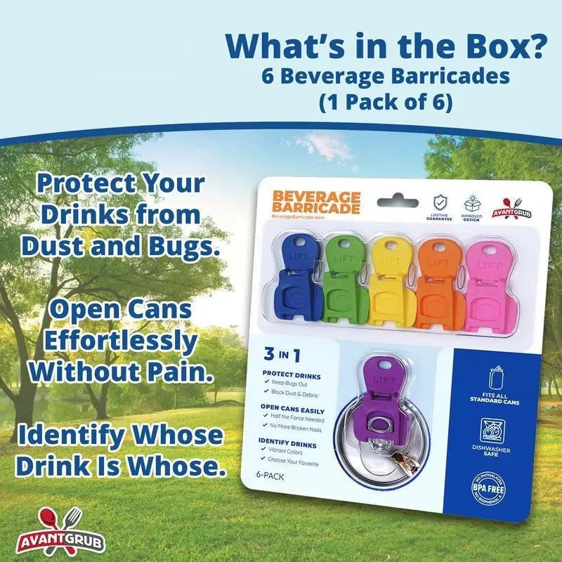 Colorful Can Opener Set Grub Beverage Barricade - Drink Protector, Shields Soda/Beer from Bugs & Dust, Ideal for Parties, BBQ, Beach Kitchen Utensils
