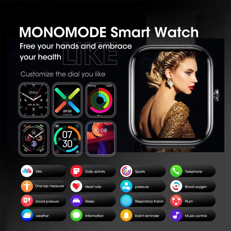 G-OUSSVE Smart Watch Sports Watch for Men Women, 2" HD Touch Screen Display, 100+ Sports Modes, Activity & Fitness Trackers Sleep Monitor Bluetooth SmartWatch