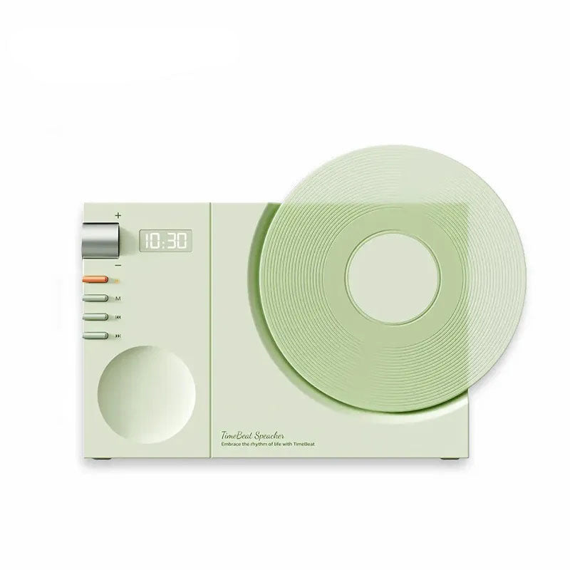 G-OUSSVE Time Bluetooth Speaker Desktop Retro Clock Speaker Subwoofer Film Rotatable Birthday Gift