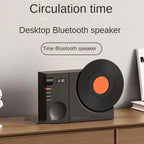 G-OUSSVE Time Bluetooth Speaker Desktop Retro Clock Speaker Subwoofer Film Rotatable Birthday Gift